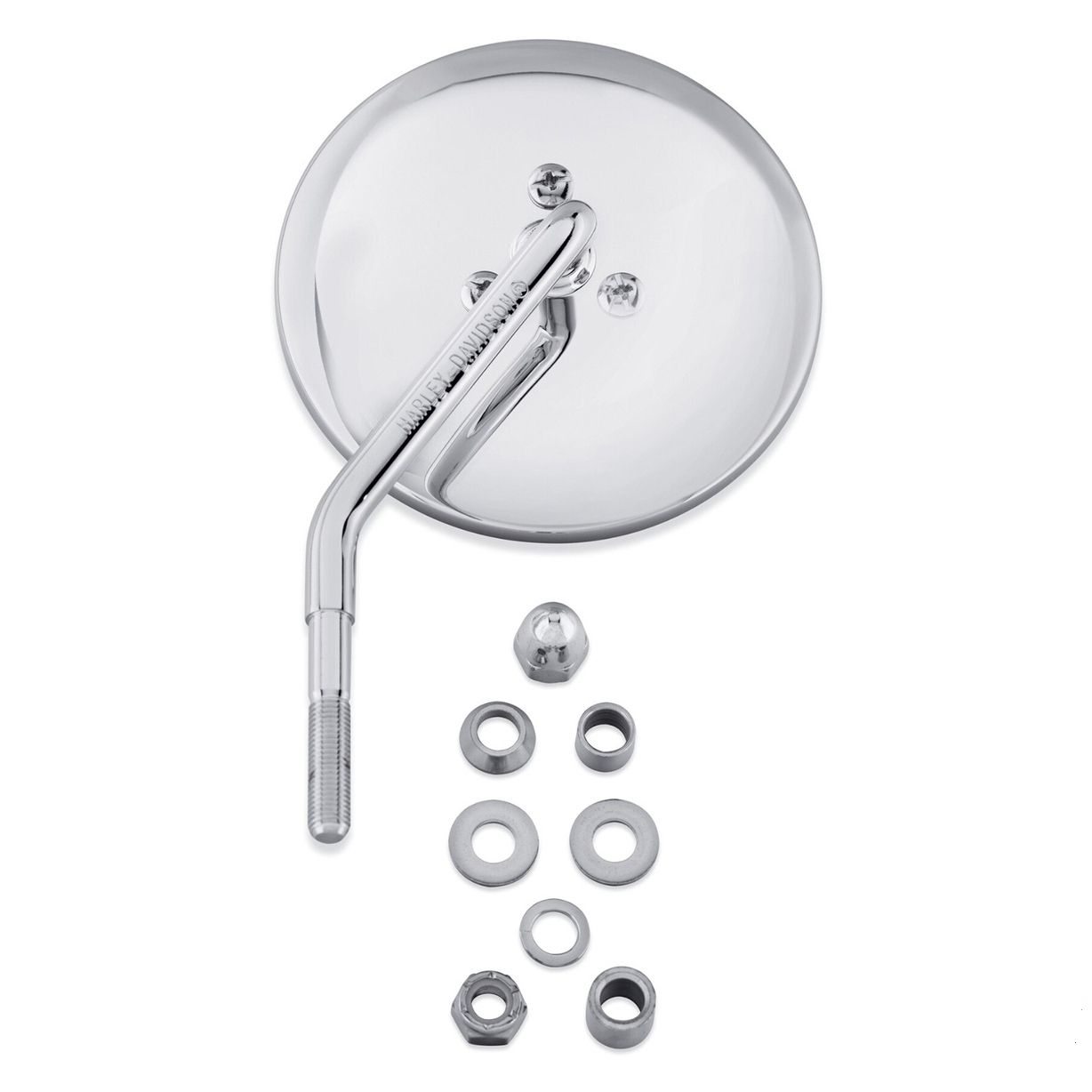Short Stem One-Piece Round Mirror - Left Side
